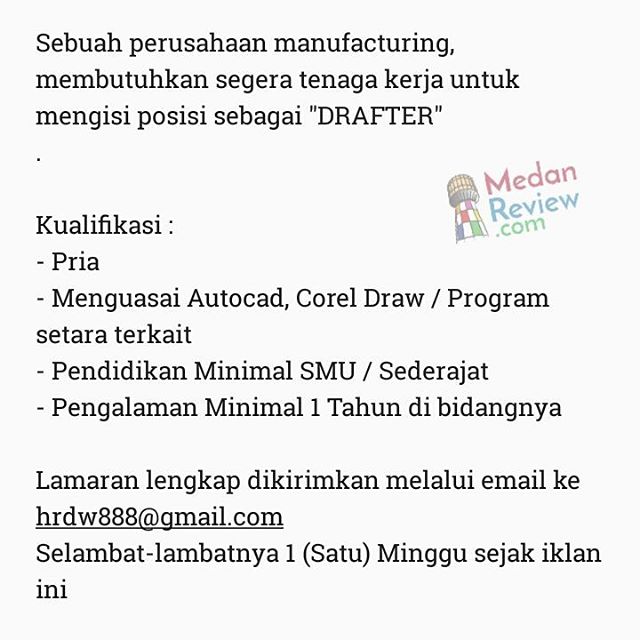 PT.Sumatera Timberindo Industry : Drafter