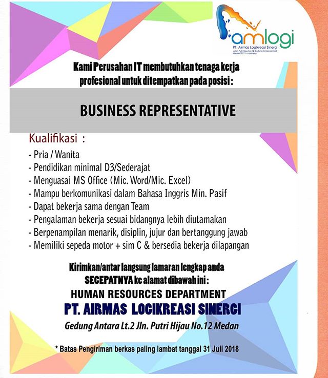 Lowongan Kerja Business Representatives di PT. Airmas Logikreasi Sinergi (Juli 2018)